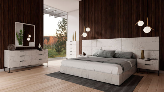Nova Domus Marbella - Italian Modern White Marble Bed Set | Bedroom Sets | Modishstore