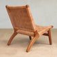 Masaya Leather Woven Lounge Chair- Barley Color Leather & Royal Mahogany Wood | Accent Chairs | Modishstore - 4
