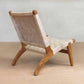 Masaya Leather Woven Lounge Chair- Natural Color Leather & Teak Wood | Accent Chairs | Modishstore - 4