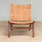 Masaya Leather Woven Lounge Chair- Barley Color Leather & Royal Mahogany Wood | Accent Chairs | Modishstore