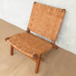 Masaya Leather Woven Lounge Chair- Barley Color Leather & Royal Mahogany Wood | Accent Chairs | Modishstore - 3