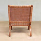 Masaya Leather Woven Lounge Chair- Barley Color Leather & Royal Mahogany Wood | Accent Chairs | Modishstore - 5