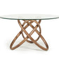 Modrest Mason Modern Round Glass & Walnut Dining Table-2