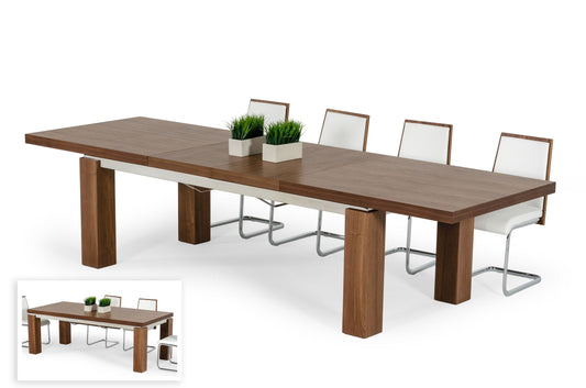 Modrest Maxi - Modern Walnut & Stainless Steel Dining Table | Modishstore | Dining Tables