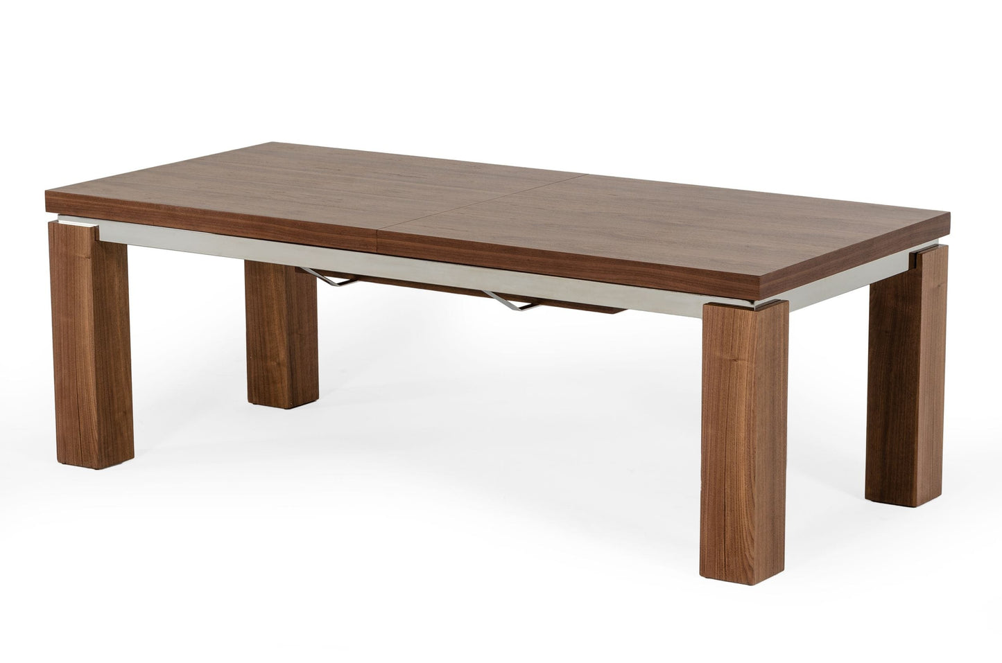 Modrest Maxi - Modern Walnut & Stainless Steel Dining Table-4