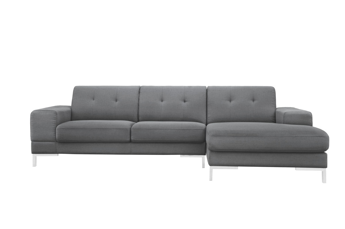 Divani Casa Forli Modern Grey Fabric Sectional Sofa w/ Right Facing Chaise-2