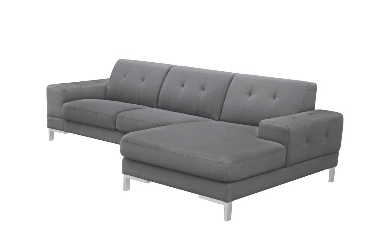 Divani Casa Forli Modern Grey Fabric Sectional Sofa w/ Right Facing Chaise-3