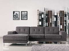 Divani Casa Forli Modern Grey Fabric Sectional Sofa w/ Left Facing Chaise