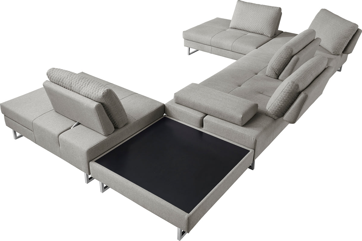 Divani Casa Baxter Modern Grey Fabric Sectional Sofa & Coffee Table Set-4