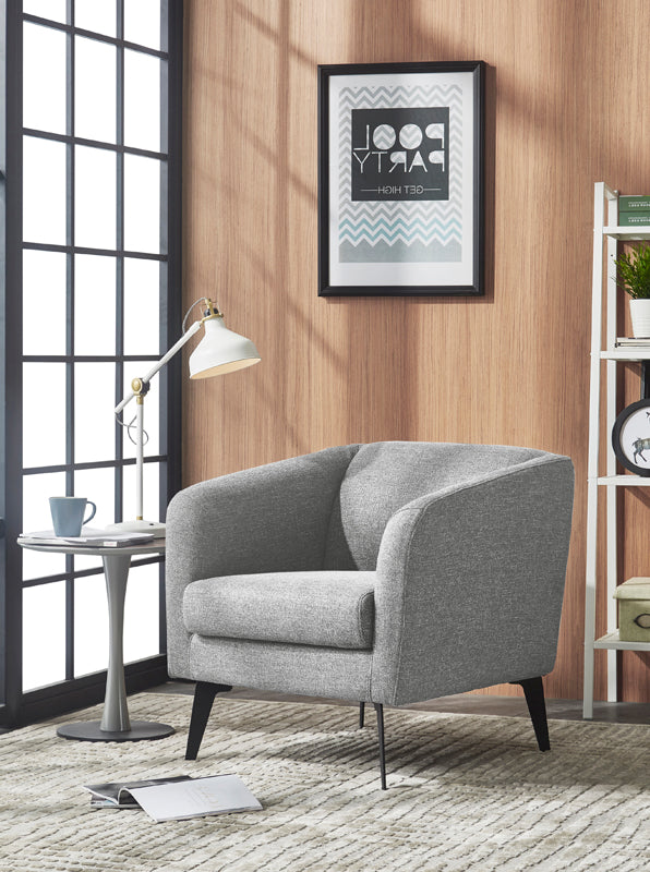 Divani Casa Bannack Modern Light Grey Fabric Lounge Chair | Modishstore | Lounge Chairs
