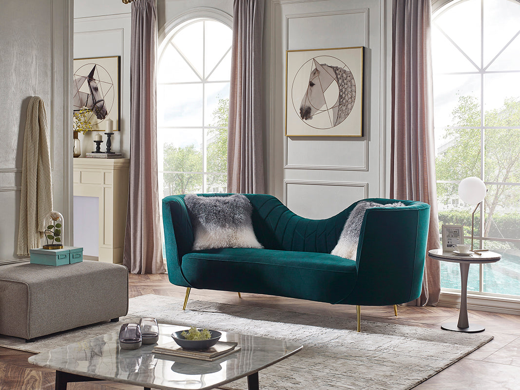Divani Casa Loretta Modern Green Velvet Sofa | Sofas | Modishstore