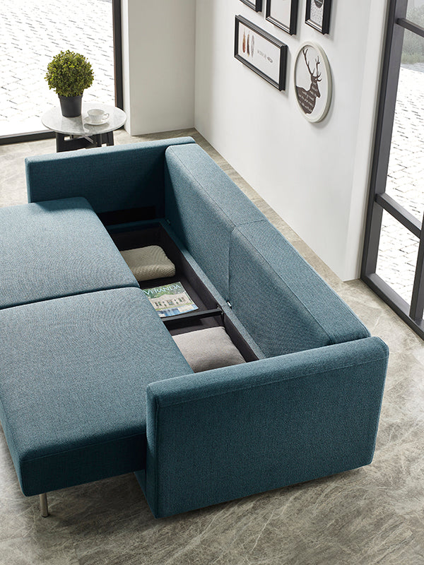 Divani Casa Fredonia Modern Blue-Green Fabric Sofa Bed w/ Storage-4