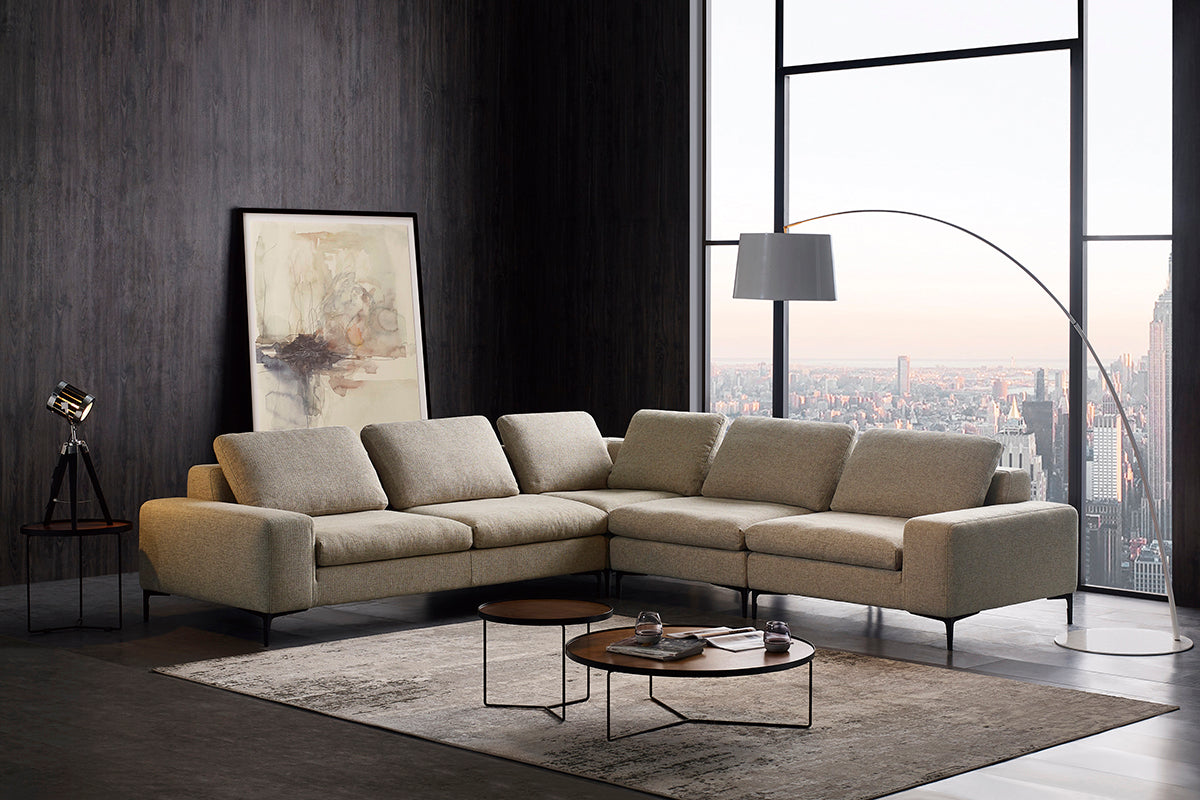Divani Casa Cascade Modern Beige Fabric Sectional Sofa | Sofas | Modishstore - 2