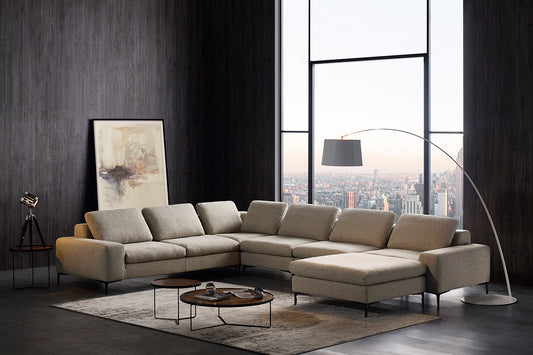 Divani Casa Cascade Modern Beige Fabric Sectional Sofa | Sofas | Modishstore
