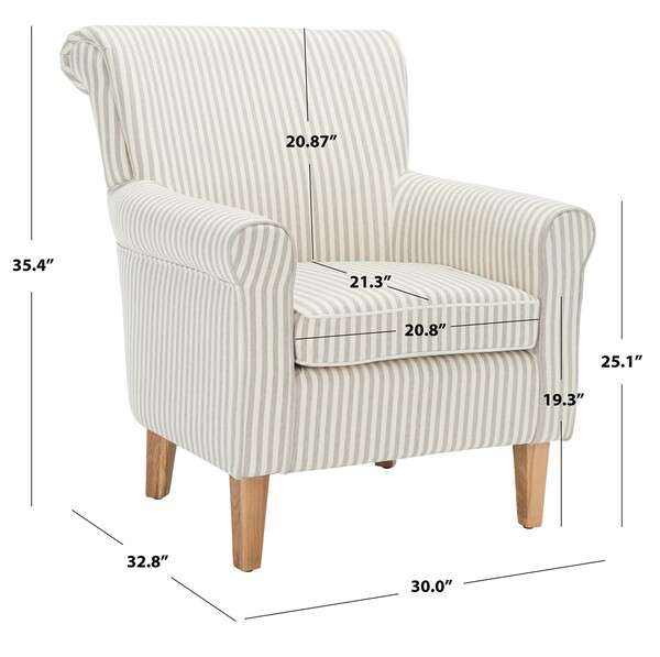 Safavieh Hazina Club Chair - Beige Stripe | Accent Chairs | Modishstore - 4