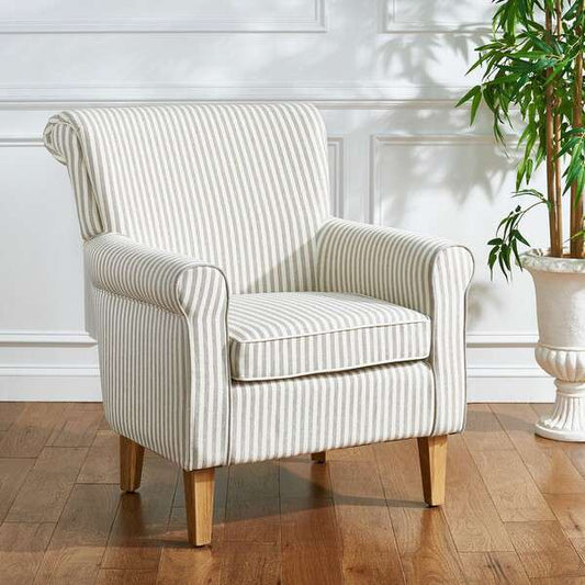 Safavieh Hazina Club Chair - Beige Stripe | Accent Chairs | Modishstore