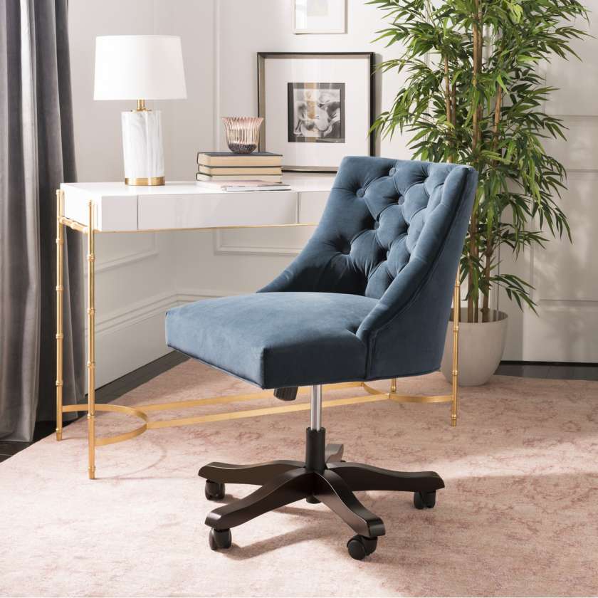 Safavieh Soho Tufted Velvet Swivel Desk Chair | Armchairs |  Modishstore  - 6