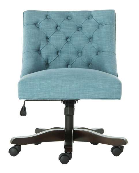 Safavieh Soho Tufted Linen Swivel Desk Chair - Light Blue | Office Chairs | Modishstore - 2