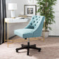 Safavieh Soho Tufted Linen Swivel Desk Chair - Light Blue | Office Chairs | Modishstore
