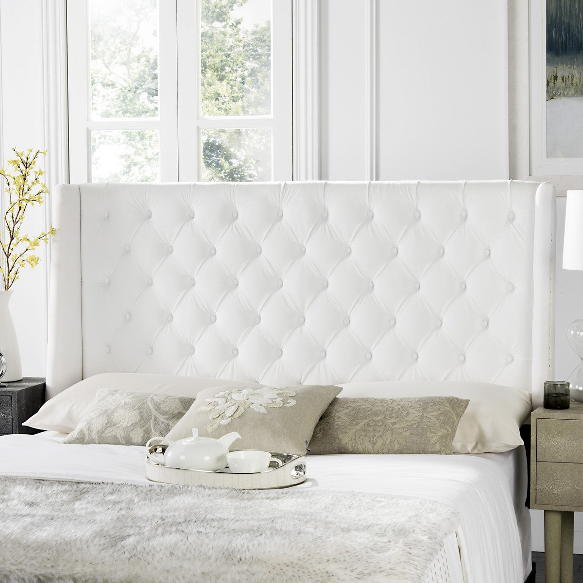 Safavieh London Headboard Queen Size - White | Headboards | Modishstore