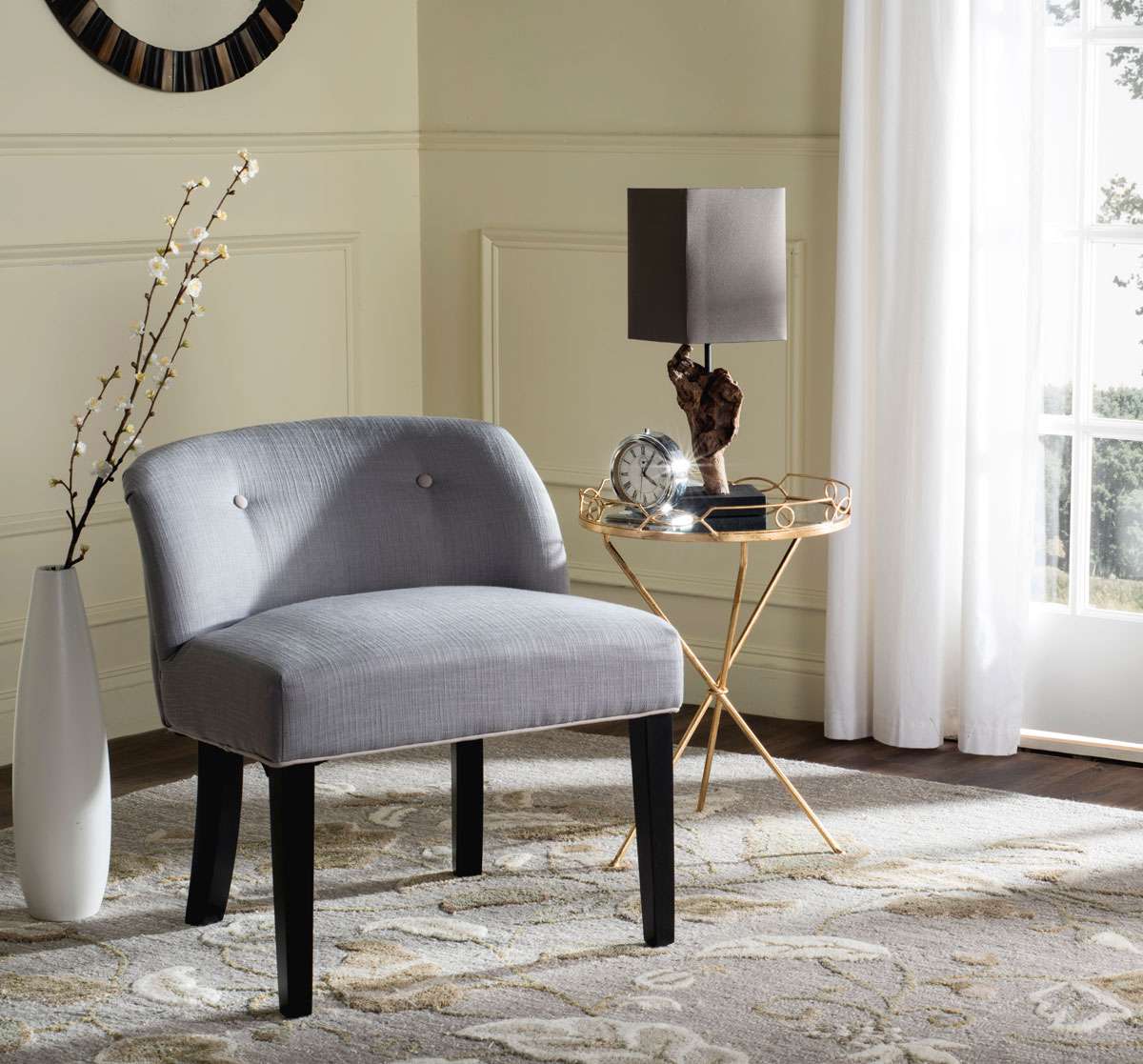 Safavieh Bell Vanity Chair - Artic Gray | Stools | Modishstore - 4