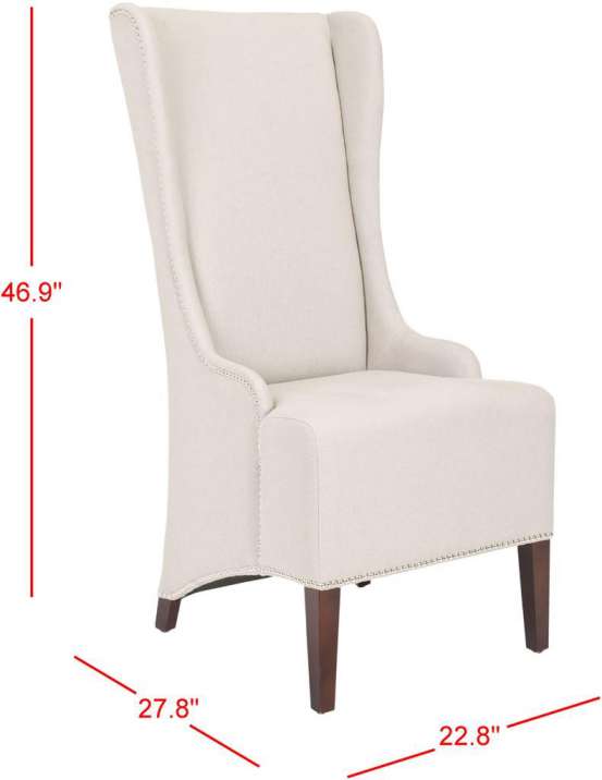 Safavieh Becall 20''H Linen Dining Chair - Silver Nail Heads | Dining Chairs | Modishstore - 2