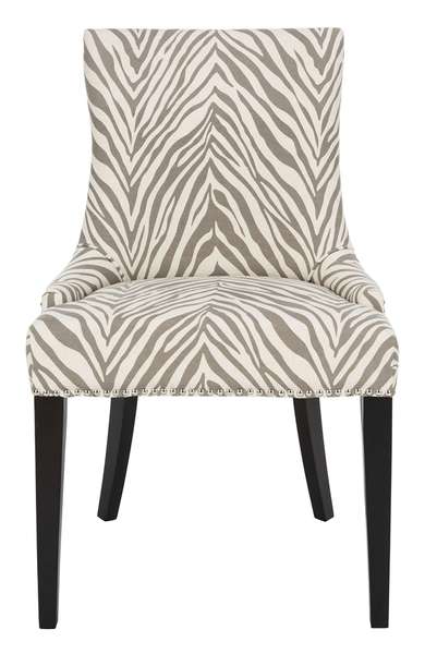 Safavieh Becca 19''H Grey/White Zebra Dining Chair - Silver Nail Heads - Ivory | Dining Chairs | Modishstore