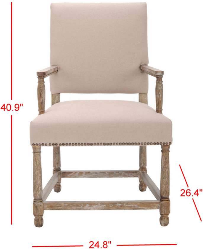 Safavieh Faxon Arm Chair W/ Brass Nail Heads | Accent Chairs |  Modishstore  - 3