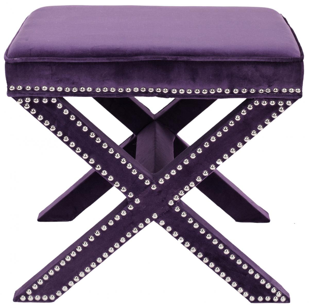 Safavieh Palmer Ottoman - Flat Black Nail Heads | Ottomans | Modishstore - 1