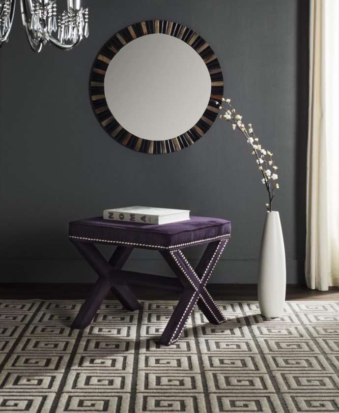 Safavieh Palmer Ottoman - Flat Black Nail Heads | Ottomans | Modishstore - 2