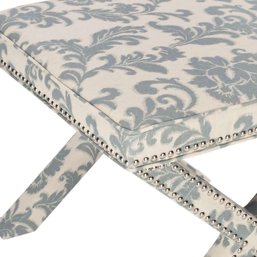Safavieh Palmer Ottoman - Silver Nail Heads - Slate | Ottomans | Modishstore - 3