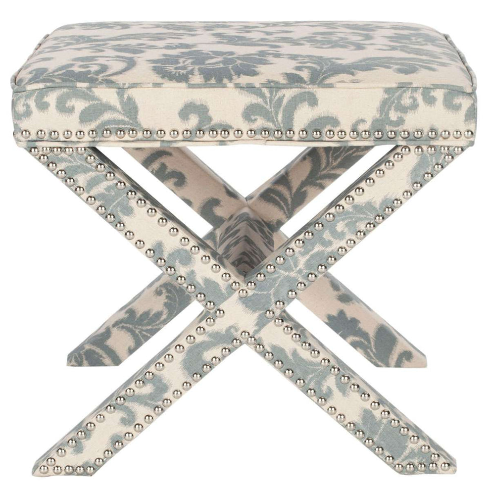 Safavieh Palmer Ottoman - Silver Nail Heads - Slate | Ottomans | Modishstore - 2
