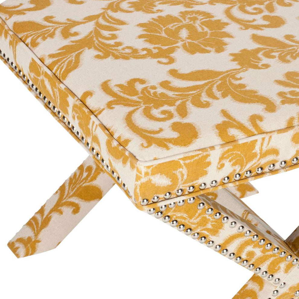 Safavieh Palmer Ottoman - Silver Nail Heads - Maize | Ottomans | Modishstore - 3