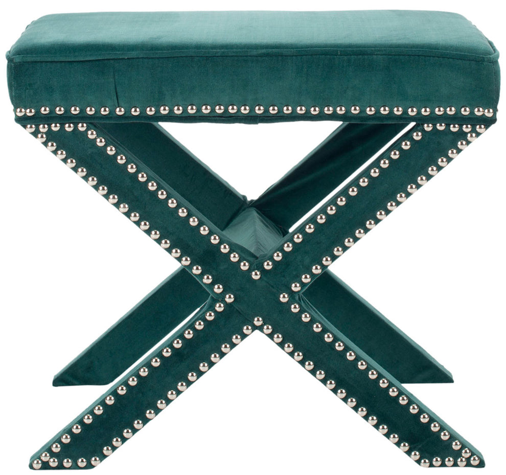 Safavieh Palmer Ottoman - Silver Nail Heads | Ottomans | Modishstore - 1