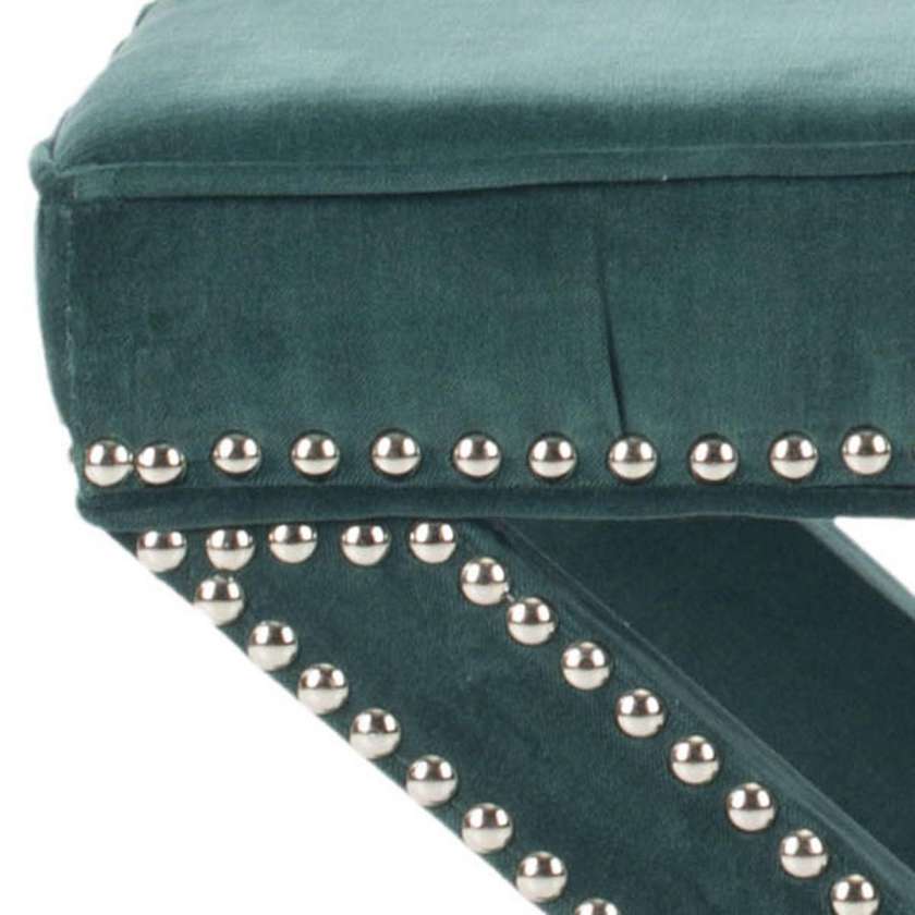 Safavieh Palmer Ottoman - Silver Nail Heads | Ottomans | Modishstore - 3