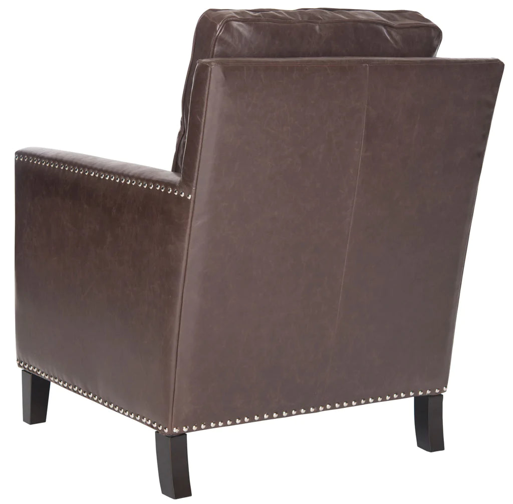 Safavieh Buckler Club Chair - Silver Nail Heads - Brown | Accent Chairs | Modishstore - 4