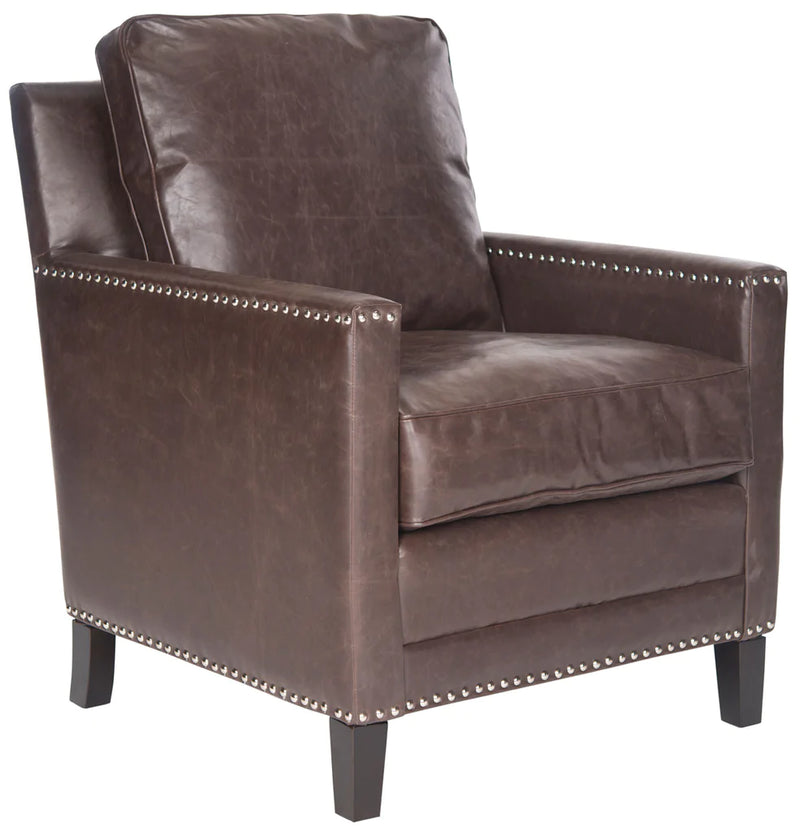 Safavieh Buckler Club Chair - Silver Nail Heads - Brown | Accent Chairs | Modishstore