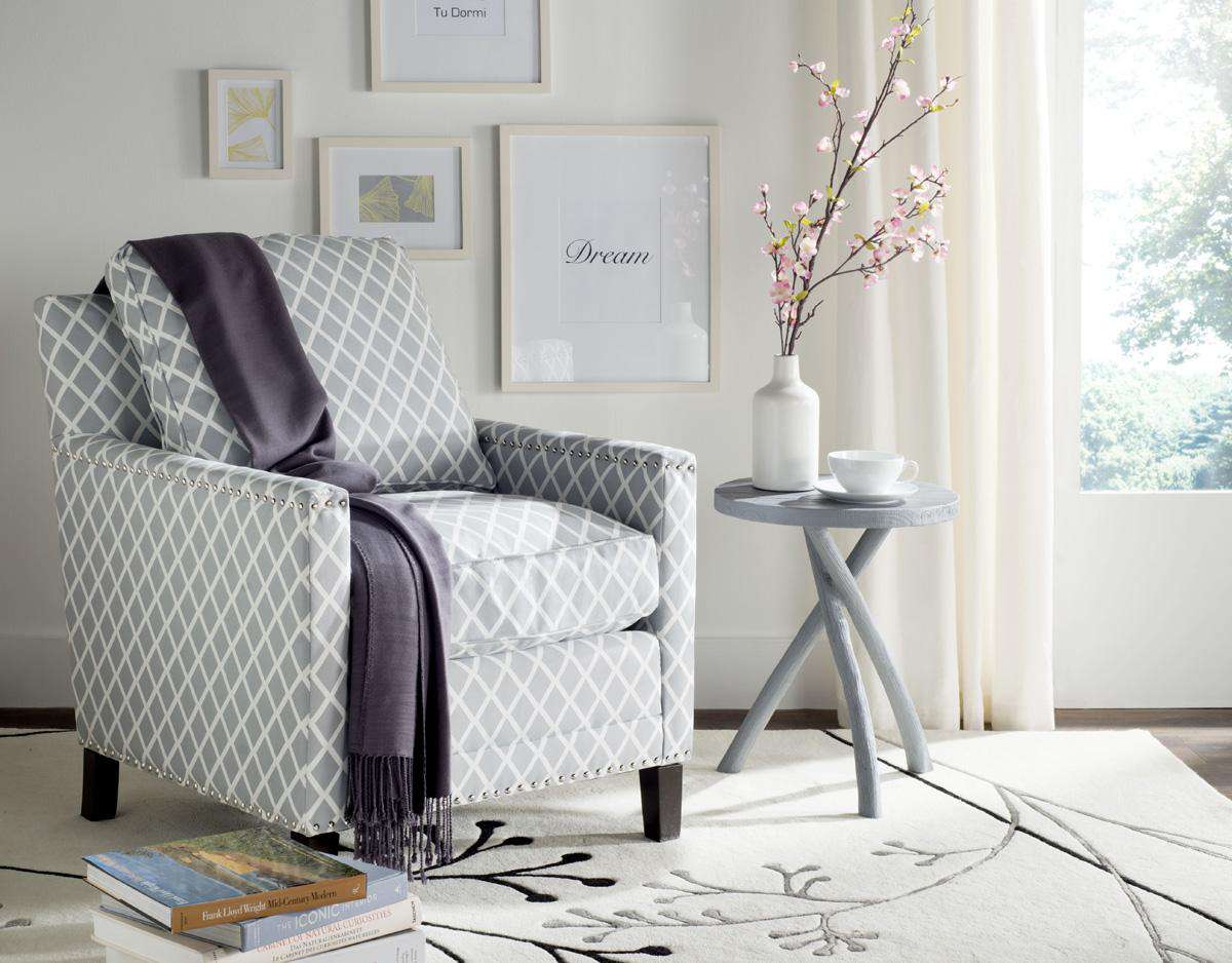 Safavieh Buckler Club Chair - Silver Nail Heads - Gray | Accent Chairs | Modishstore