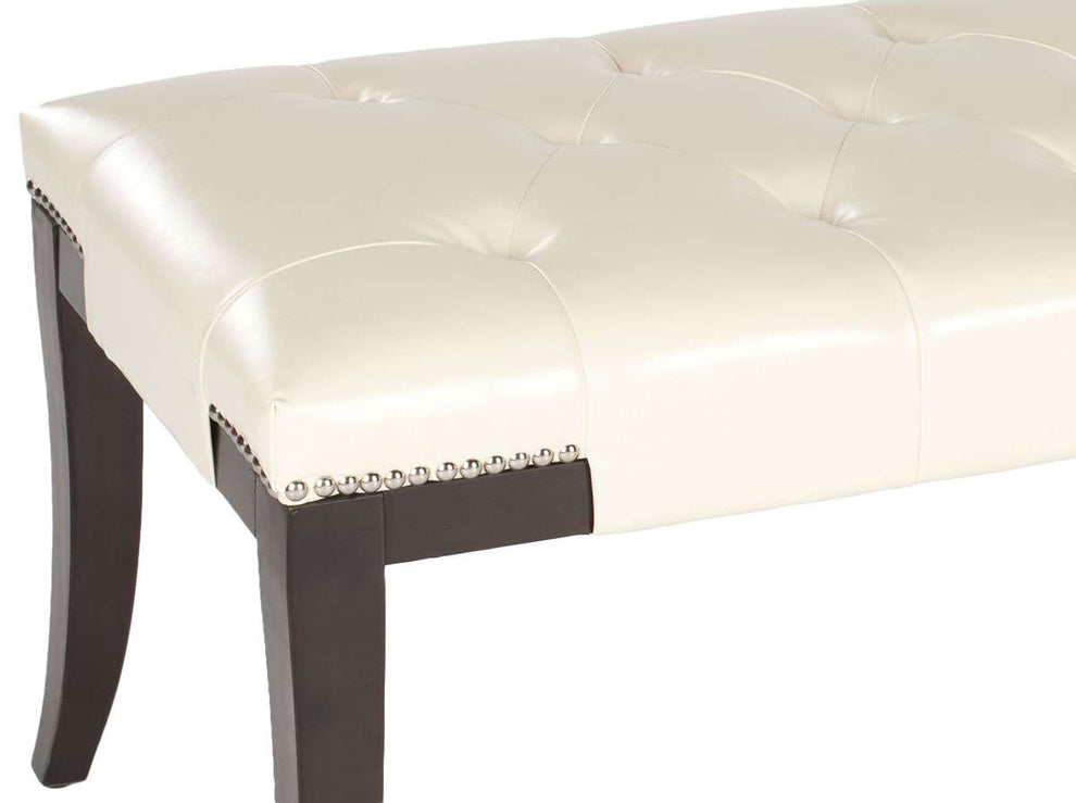 Safavieh Gibbons Bench - Silver Nail Heads - Flat Cream | Benches | Modishstore - 3