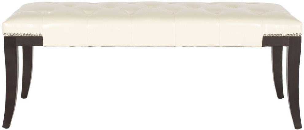 Safavieh Gibbons Bench - Silver Nail Heads - Flat Cream | Benches | Modishstore - 2