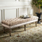 Safavieh Barney Tufted Bench - Brass Nail Heads - Champagne | Benches | Modishstore