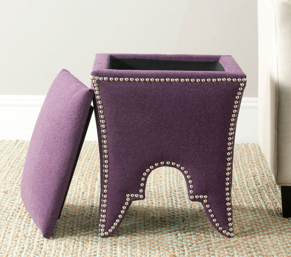 Safavieh Deidra Ottoman - Silver Nail Heads | Ottomans | Modishstore - 13