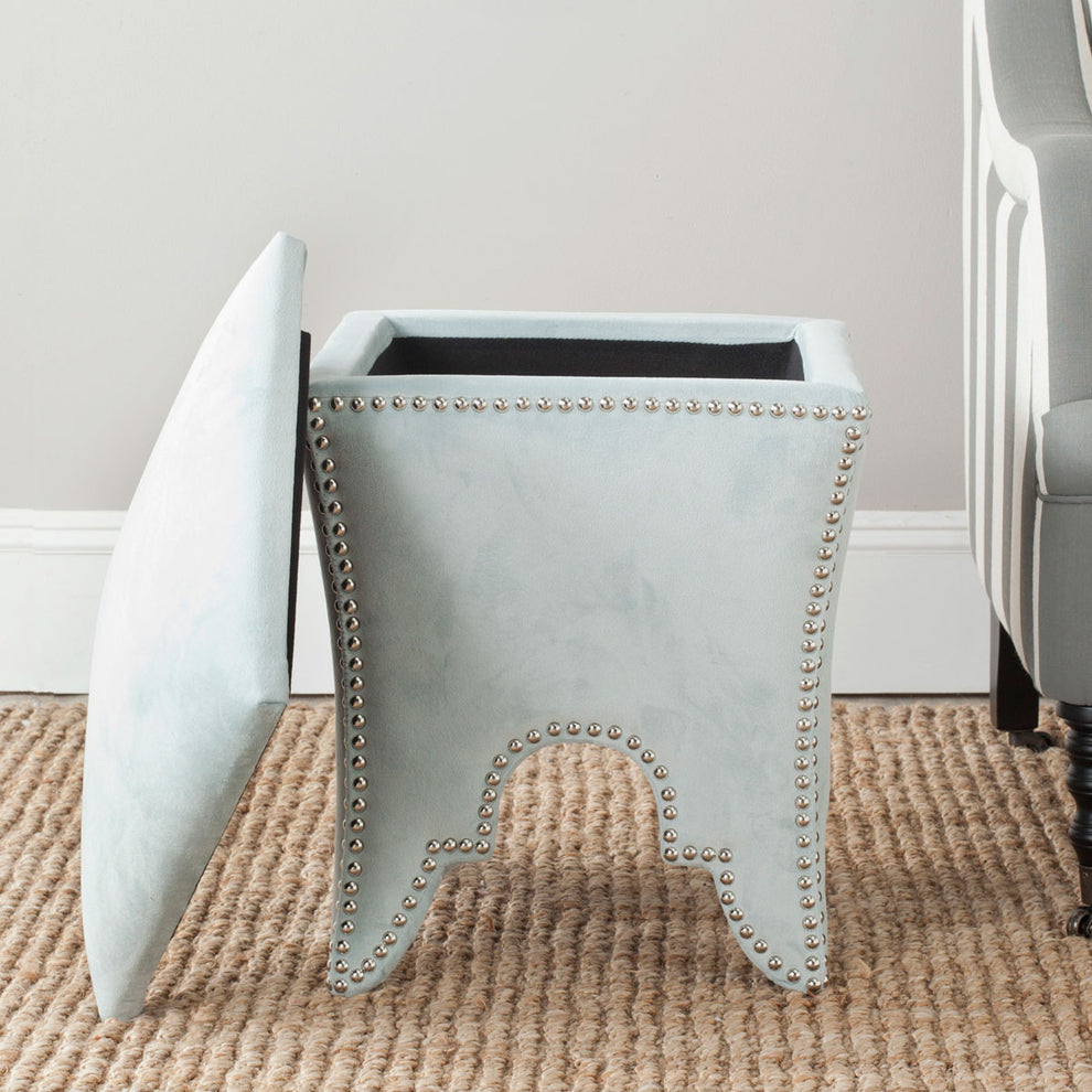 Safavieh Deidra Ottoman - Silver Nail Heads | Ottomans | Modishstore - 26