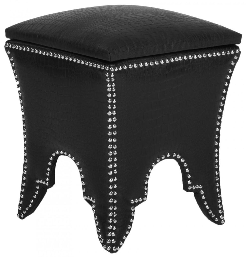 Safavieh Deidra Ottoman - Silver Nail Heads | Ottomans | Modishstore - 15