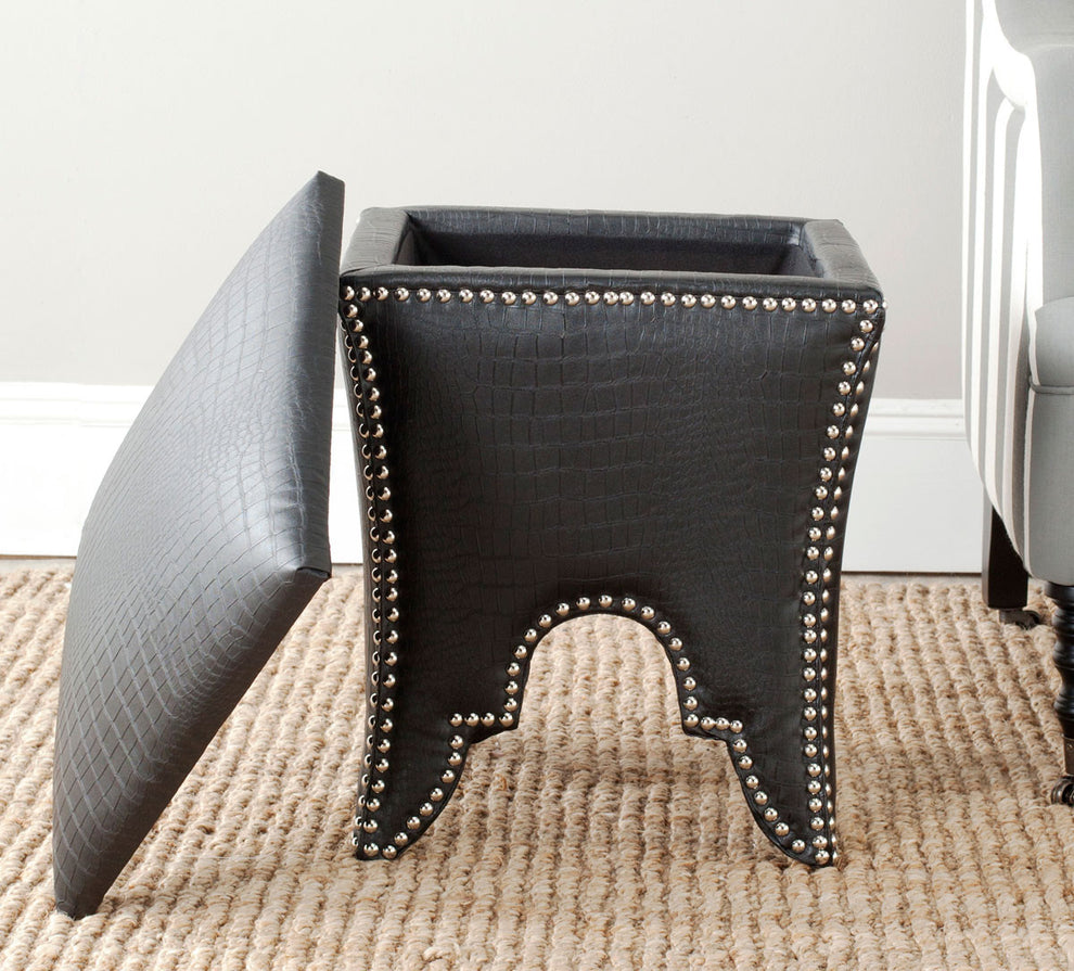 Safavieh Deidra Ottoman - Silver Nail Heads | Ottomans | Modishstore - 33
