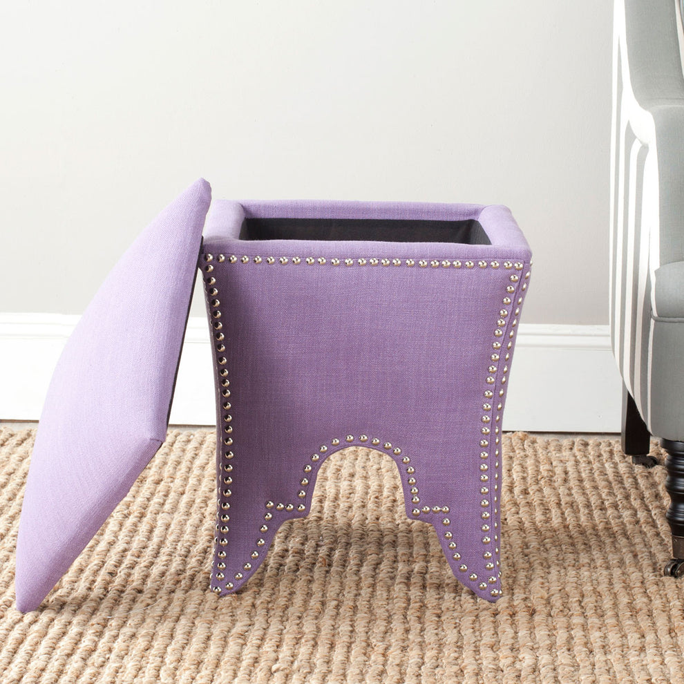 Safavieh Deidra Ottoman - Silver Nail Heads | Ottomans | Modishstore - 35