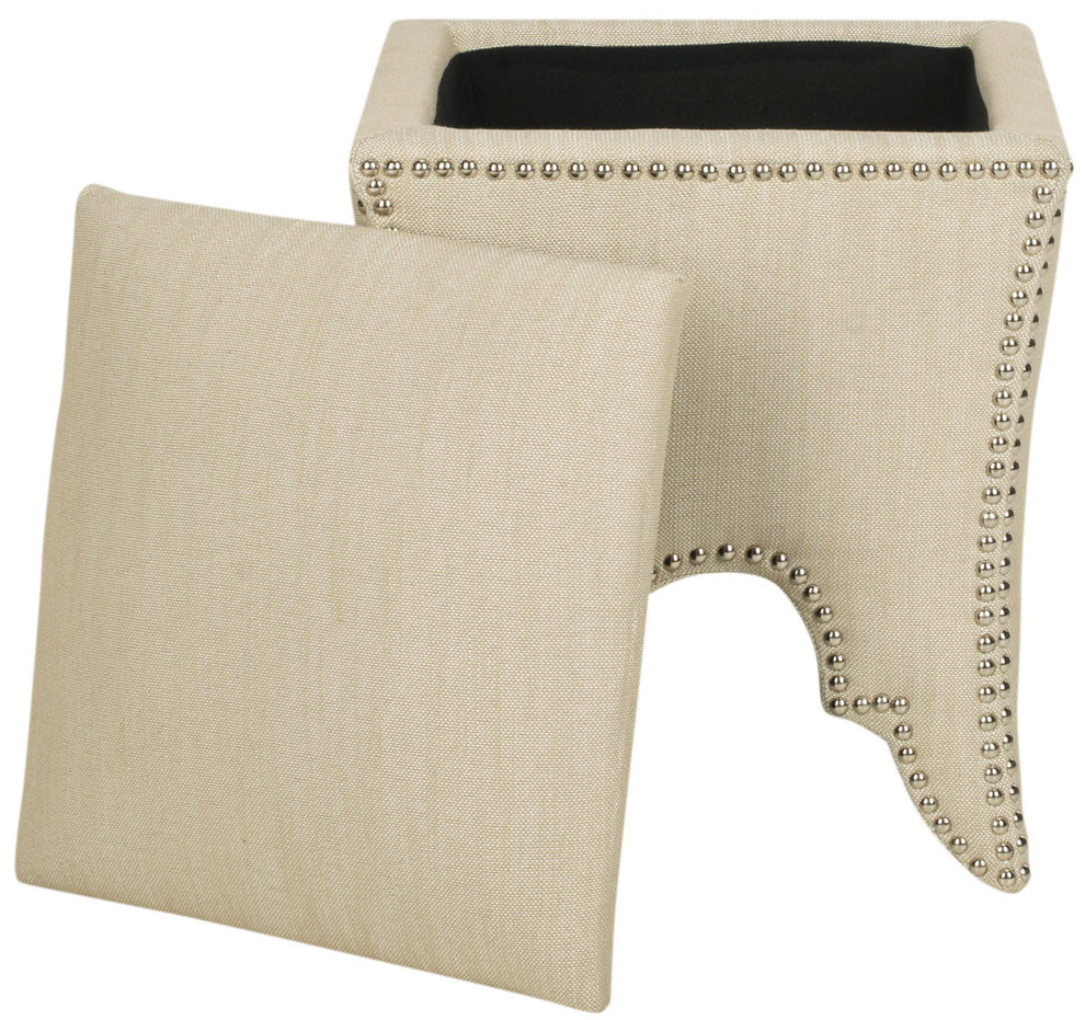 Safavieh Deidra Ottoman - Silver Nail Heads | Ottomans | Modishstore - 37