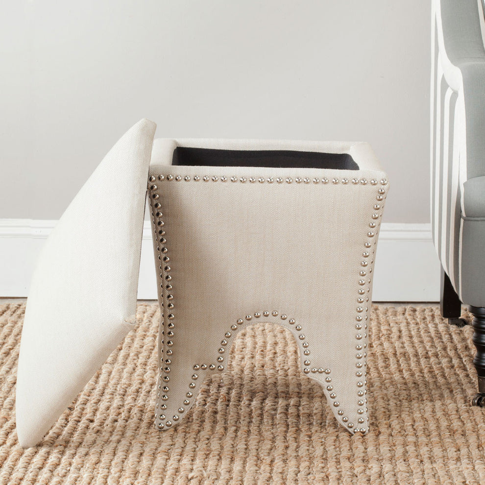 Safavieh Deidra Ottoman - Silver Nail Heads | Ottomans | Modishstore - 38