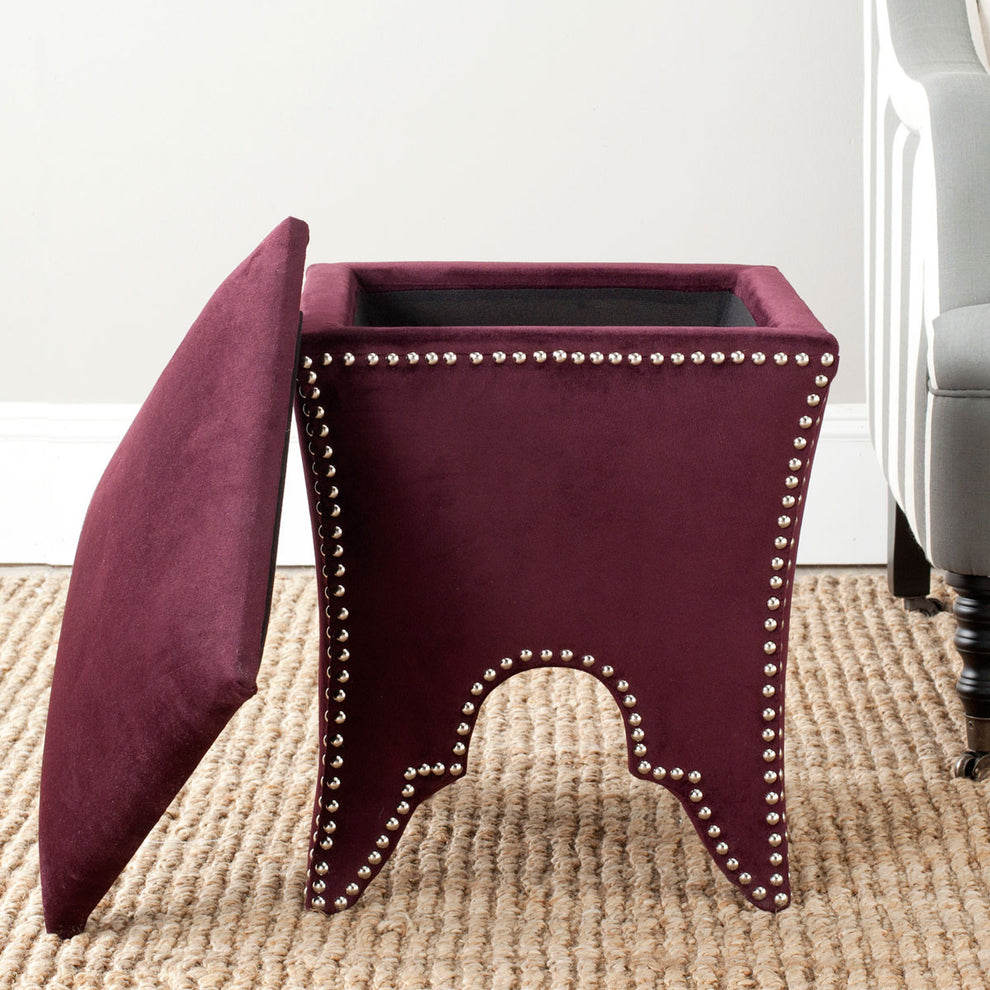 Safavieh Deidra Ottoman - Silver Nail Heads | Ottomans | Modishstore - 36