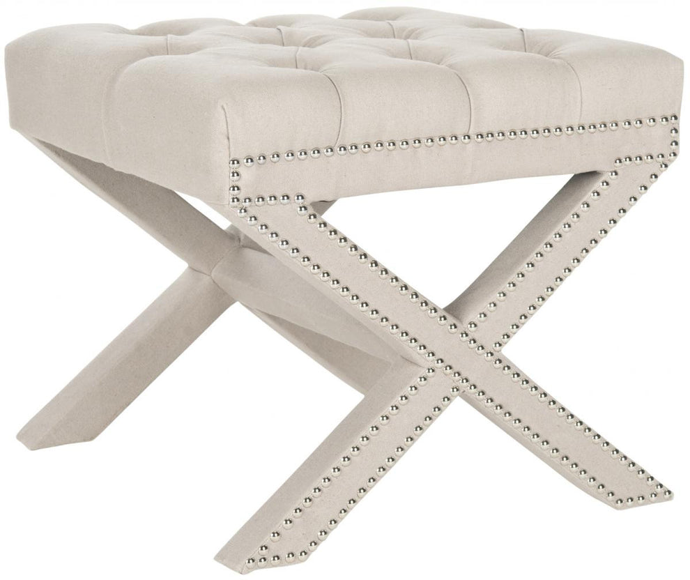 Safavieh Patrice Ottoman - Silver Nail Heads | Ottomans | Modishstore - 3